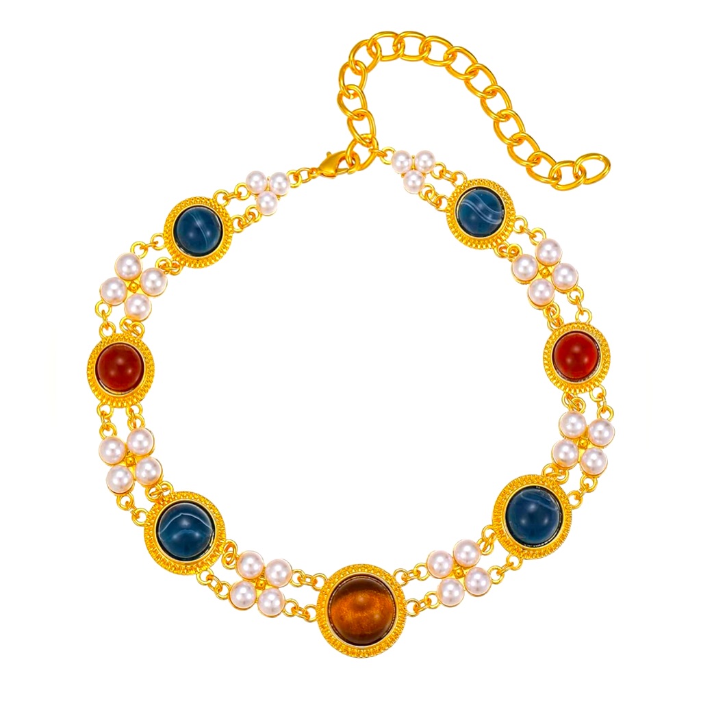 Gorgeous Dillards Retro Egg Stone Link Pearl Necklace 69$